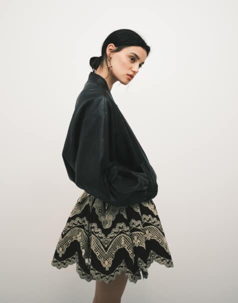 ASOS DESIGN - Oversized bomberjack met verwassen leerlook in bruin - view 1