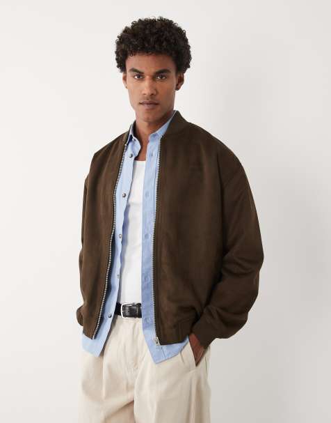 ASOS DESIGN - Oversized bomberjack van imitatiesuède in bruin - view 1