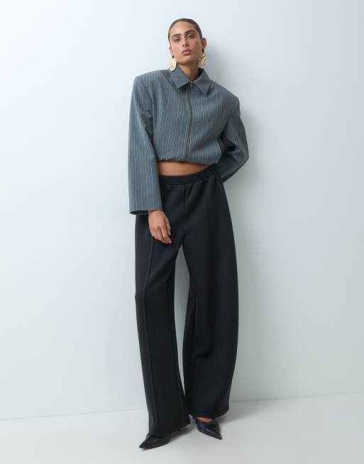 ASOS DESIGN oversized bomberjacka med axelparti i grå rand, 3 av 4