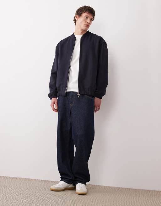 ASOS DESIGN – Oversized-Bomberjacke aus schwerem Jersey in Marineblau, 2 von 5