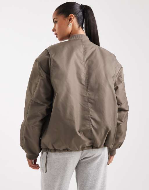 ASOS DESIGN - oversized bomberjakke i khaki, 3 af 4