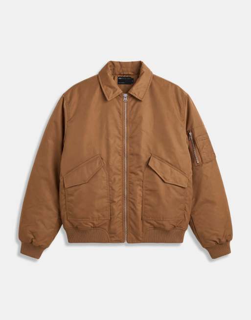 ASOS DESIGN oversized bomberjakke i tan, 6 af 9