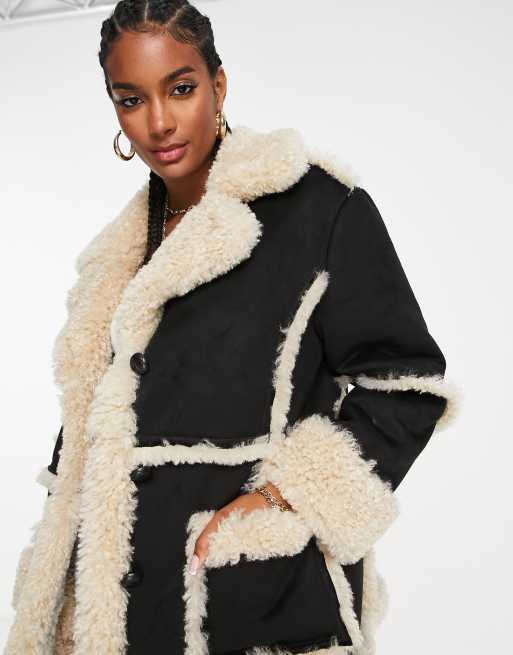 Asos design 2025 teddy coat