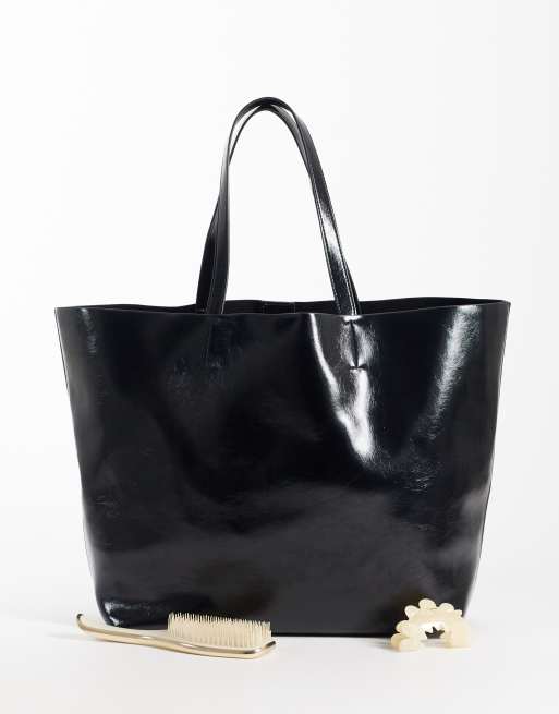 ASOS DESIGN oversized bonded tote tas in zwart, 2 van 4
