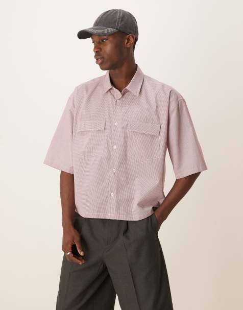 ASOS DESIGN - Oversized bordeauxrød 90'er-skjorte med firkantet pasform og mikrotern - view 1