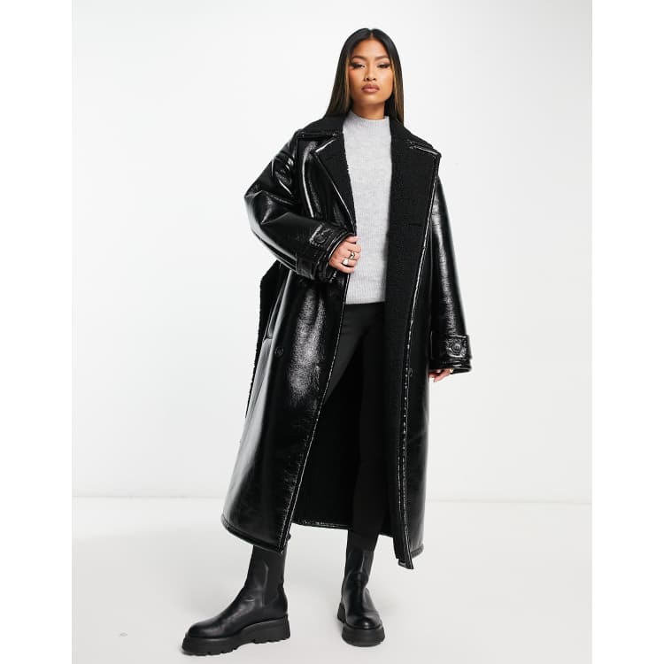 Vinyl black 2025 trench coat