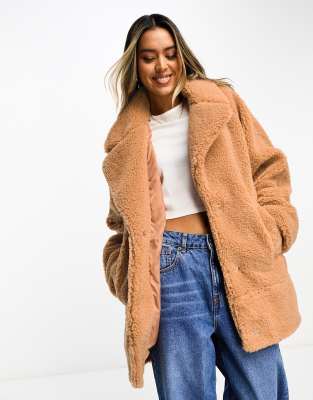 ASOS DESIGN Mila mesh smoothing bodysuit with short sleeves in mink