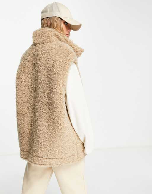 ASOS DESIGN oversized borg gilet in camel