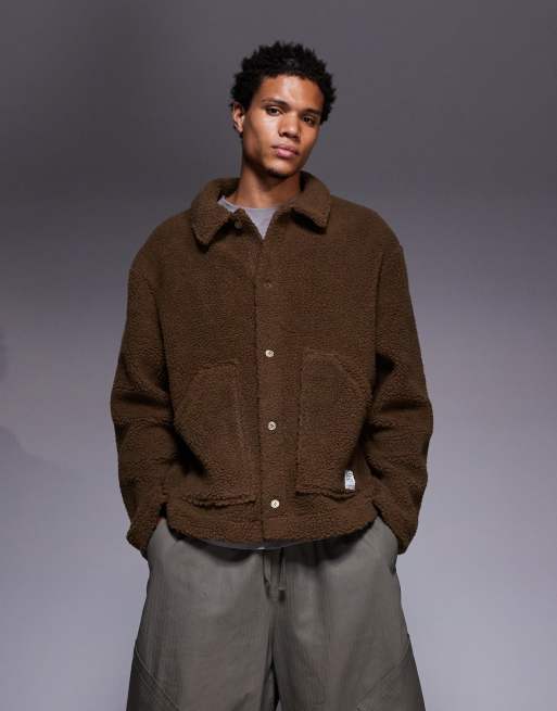 ASOS DESIGN oversized borg Harrington jacket in green
