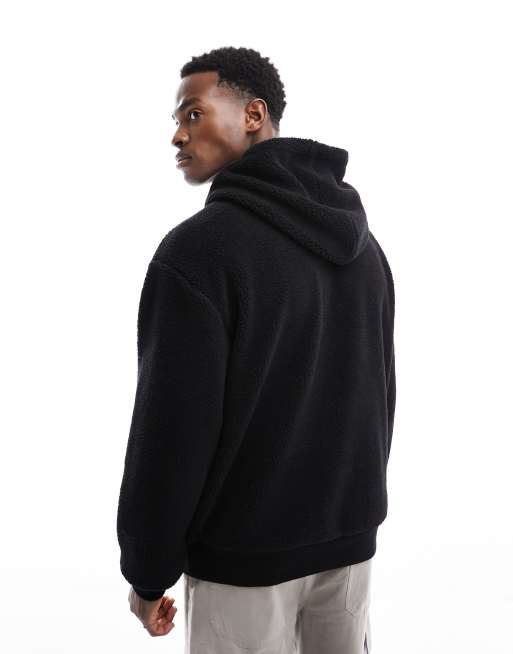 ASOS DESIGN oversized borg hoodie in black | ASOS