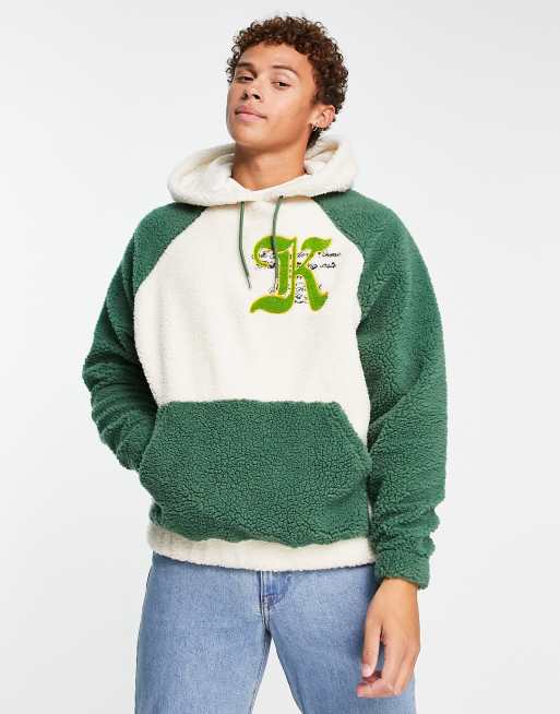 Green Color Block Hoodie 