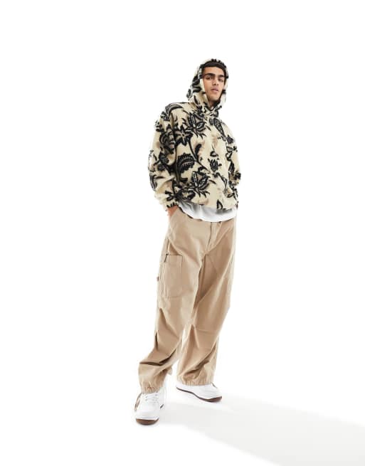 ASOS DESIGN oversized borg hoodie in tapestry all over print | ASOS