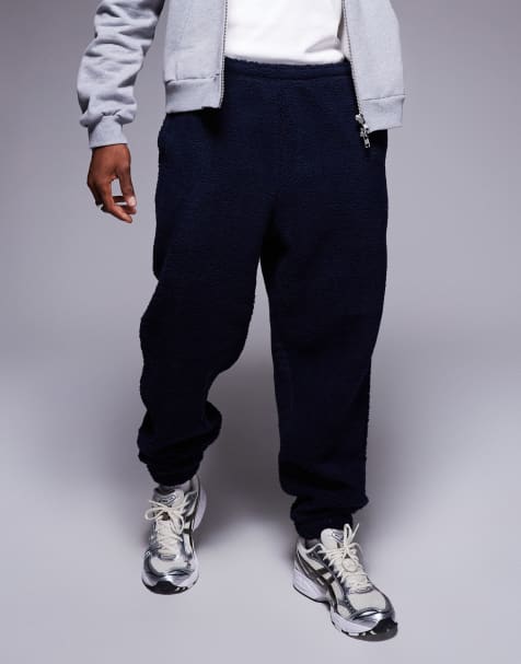 ASOS DESIGN oversized borg joggers in navy - view 1