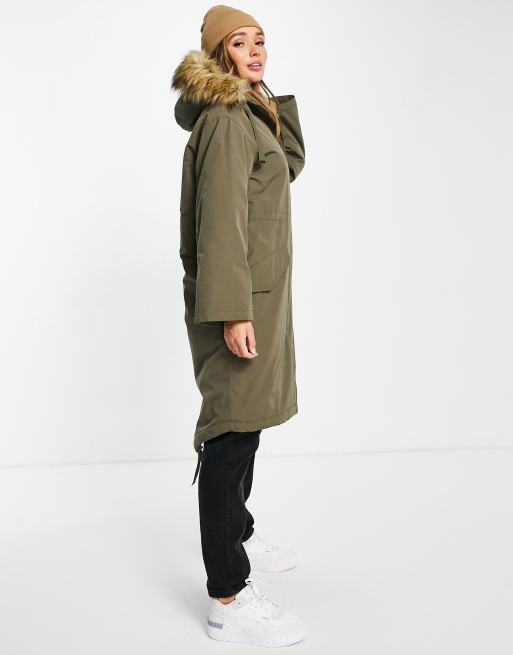 Pull&Bear Borg Lined Parka With Hood In Khaki, $78, Asos