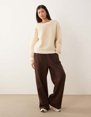 Asos Design Oversized Borg Sweater In Neutral