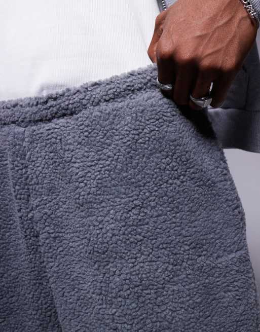 ASOS DESIGN oversized borg sweatpants in gray