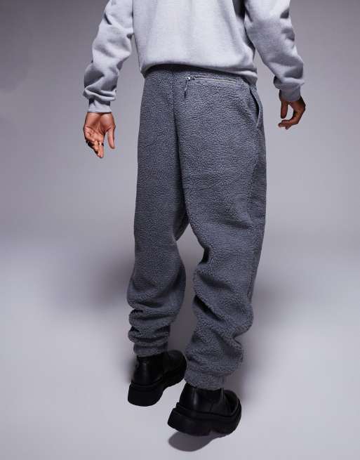 ASOS DESIGN oversized borg sweatpants in gray