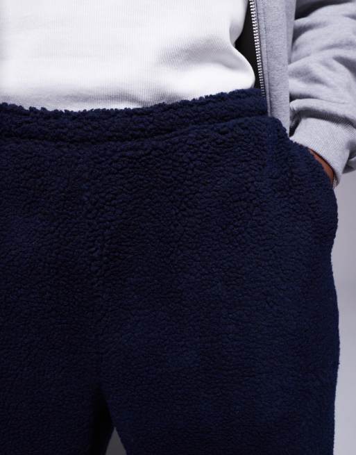 ASOS DESIGN oversized borg sweatpants in navy