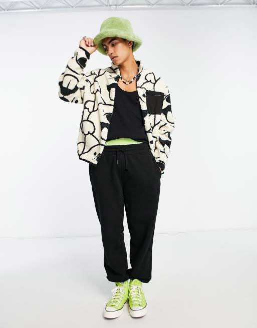 ASOS DESIGN oversized borg track jacket in all over dog print