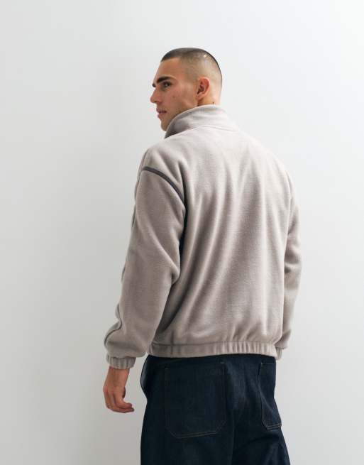 ASOS DESIGN oversized borgfleece med kort dragkedja och kontrastkant i grått, 5 av 5