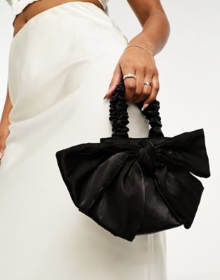 ASOS DESIGN oversized bow grab clutch bag in black