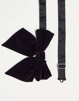 ASOS DESIGN oversized bow tie in deep purple velvet - ASOS Price Checker