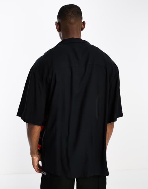 ASOS DESIGN - Oversized bowlingshirt met reverskraag, lange pasvorm en bloemenprint, 2 van 4