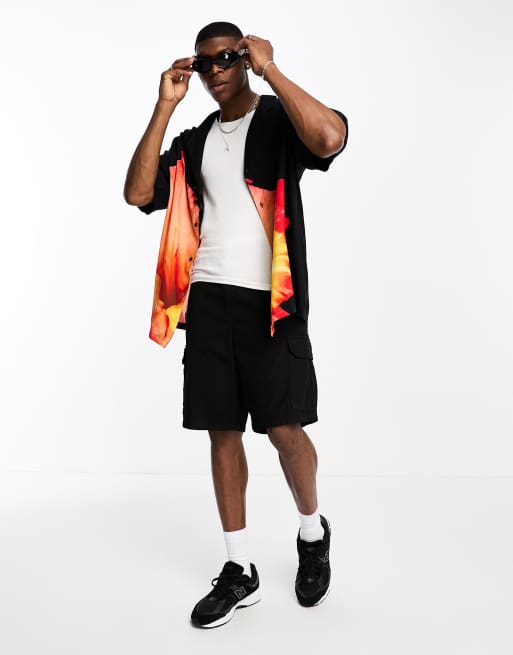 ASOS DESIGN - Oversized bowlingshirt met reverskraag, lange pasvorm en bloemenprint, 4 van 4