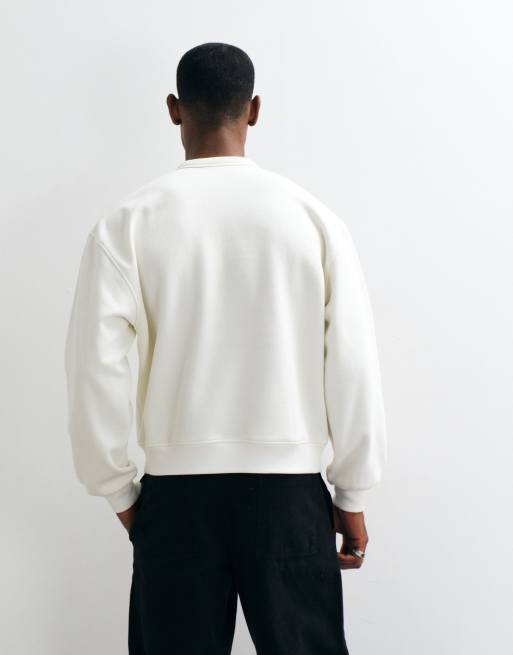 ASOS DESIGN oversized boxig henley-tröja med rund halsringning i naturvit, 4 av 5