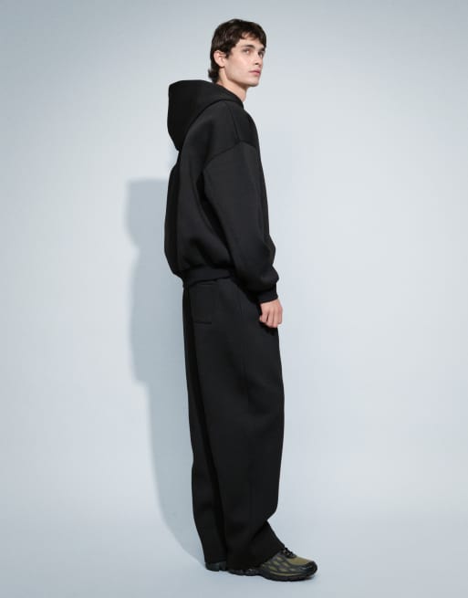 ASOS DESIGN oversized boxig huvtröja i scuba-liknande tyg i svart, 5 av 9