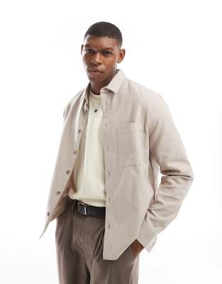 Asos Design Brushed Oxford Shirt In Soft Pink In Brown