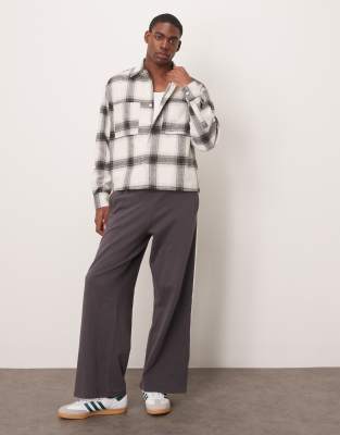 ASOS DESIGN oversize boxy brushed shirt in black and white oversize check