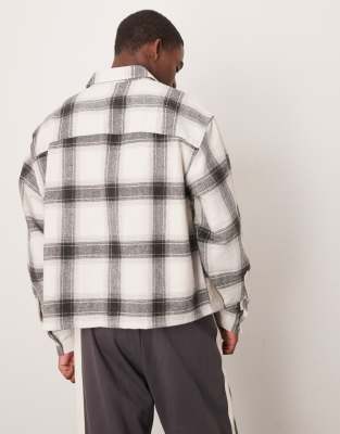 ASOS DESIGN oversize boxy brushed shirt in black and white oversize check