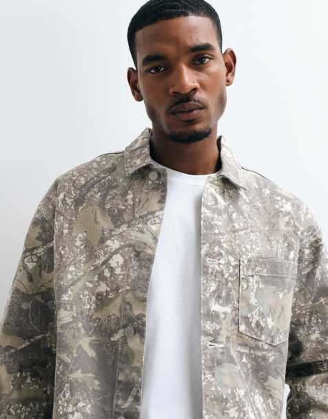 ASOS DESIGN oversized boxy canvas jacket in camo print - view 1