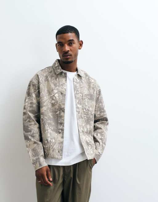 ASOS DESIGN oversized boxy canvas jacket in camo print, 2 of 5