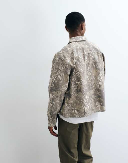 ASOS DESIGN oversized boxy canvas jacket in camo print, 3 of 5