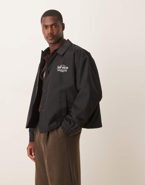 ASOS DESIGN oversized boxy coach jacket in black - view 1