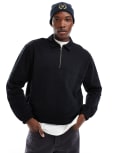 [ASOS DESIGN] ASOS DESIGN oversized boxy collared sweatshirt in black XL BLACK