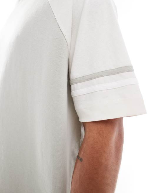 ASOS DESIGN oversized boxy contrast raglan t-shirt with tape detailing in gray, 4 of 4