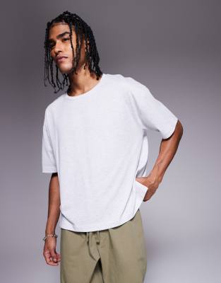 Asos Design Oversized Boxy Contrast Stitch T-shirt In White