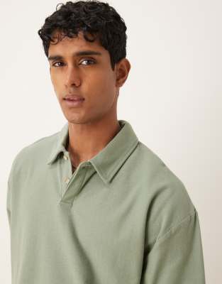 Asos Design Oversized Boxy Crepe Polo Shirt In Blue