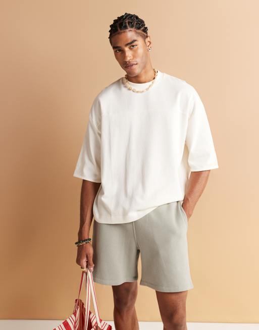 ASOS DESIGN oversized boxy crepe t-shirt in cream