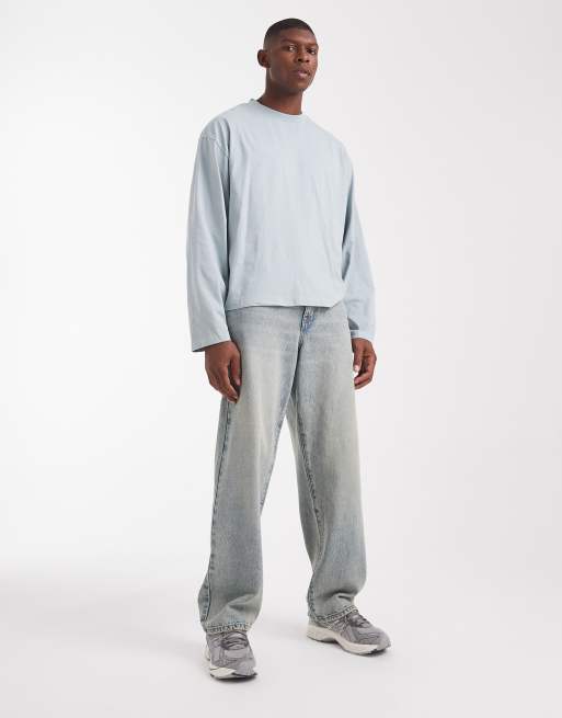 ASOS DESIGN oversized boxy drop armhole long sleeve heavyweight t-shirt in grey, 2 of 5