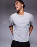 [ASOS DESIGN] ASOS DESIGN oversized boxy drop shoulder raw hem t-shirt in grey marl S Grey marle