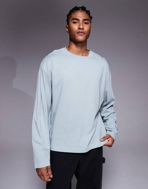ASOS DESIGN oversized boxy dropped shoulder long sleeve t-shirt in grey - view 1