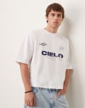 [ASOS DESIGN] ASOS DESIGN oversized boxy dropped shoulder t-shirt with print detail in white M WHITE
