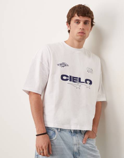 ASOS DESIGN oversized boxy dropped shoulders t-shirt with print in white - view 1