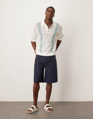 Asos Design Oversized Boxy Fit Airtex Texture Knit Polo