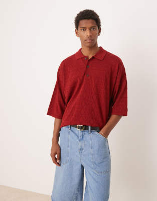Asos Design Oversized Boxy Fit Dropped Shoulders Polo Shirt In Brown
