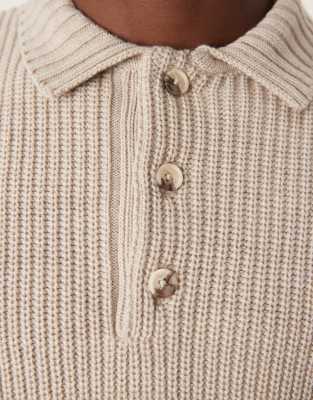 【CO】 BROWN-BEIGE CASHMERE rib-knit polo Men's Rib Polo | Wool-Cashmere Style | True Craftsmanship